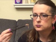 Cute Goth Trans Girl Eating Calamari Salad