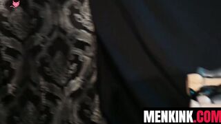 Hairy chested Alex Hawk FINGERS his ass before plugging DILDO into it
