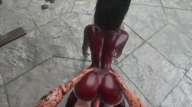 Sperm Hunter destroys succubi Azel with her big cock and mouth