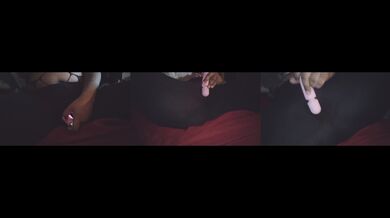 Girl squirting in leggings while watching anime