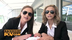 Close-up - Cop Trio with Naughty&#x1F608; Bimbos Tina Kay and Veronica Leal
