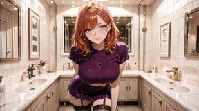 ai generated – purple shiny outfit fucked to orgasm in bathtub