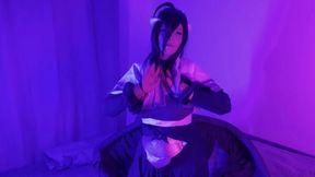 Albedo Cosplay Seduction &#x2013; Hot Night Under Overlord's Gaze