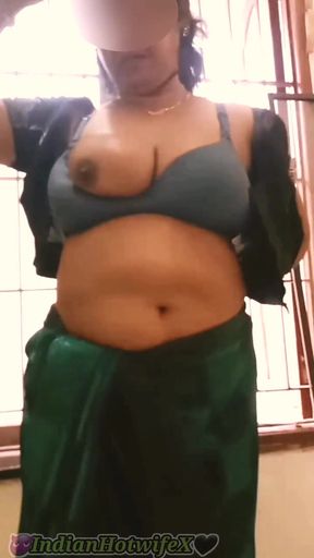 Desi Tamil Chubby Wife Lux Saree Wear Tease Shows Boobs Belly Hairy Pussy Ass! Indianhotwifex