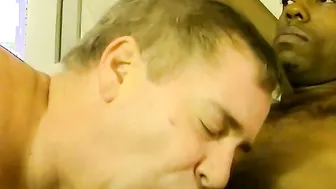 Amateur guy gets his dick sucked and wanked in interracial blowjob