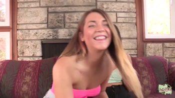 Attractive bisexual women are stopped by a stunning guy, who then blows their