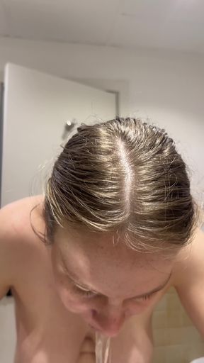 Teen with Braces Brushes Her Teeth