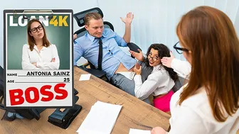 Naughty subordinate makes his boss cum hard in the office