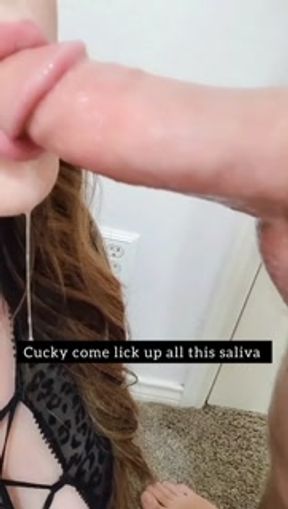 Cuckold come lick up the blowjob saliva