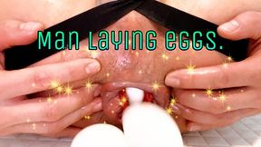 Eggs are put in and out of the bloomed arsehole.
