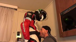 fetish sextape with a man in motornbike leather