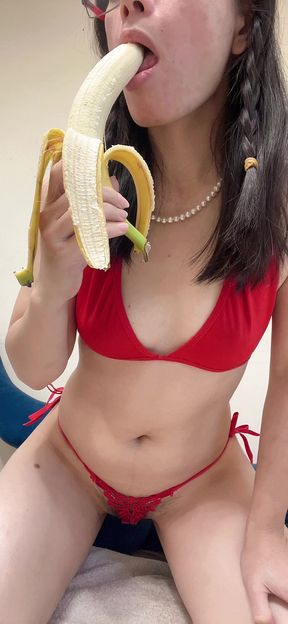 Sucking banana