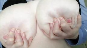 Gripping and squeezing my tits