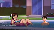 " ASÍ ES COMO HAGO LLEGAR A LA CASERA A UN ORGASMO EN LA PISCINA " ....SE MUERDE DURO LOS LABIOS DE TANTO PLACER - SUMMERTIME SAGA