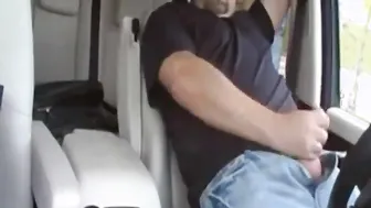Bear jerks off and cums in public car
