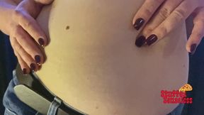 Belly Button Fingering and Tight Belt Struggle