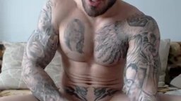 Hot Tattoed Muscled Stud Jerking Off