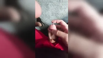 Twink uses 22mm urethral sound deep inside his cock until he cums