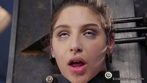 Hot brunette Abella Danger bound and pleasure by a mechanical device