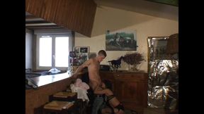 Two Sexy MILFs Ass Fucked and Cummed on Small Tits by Two Big Cocks