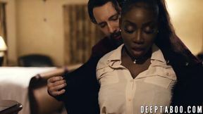 Forbidden interracial time with customer for cute Osa Lovely