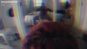 Curly-haired amateur beauty bounces on toy while getting face-pounded