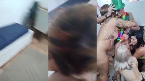 ruiva casada faz chamada de video e foi convidada pra ir numa festa liberal e chupa pau e leva gozada na cara