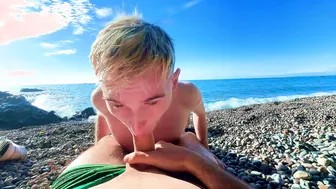 Twink beach orgy with blowjobs and bareback anal