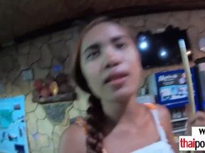 Petite homemade Thai teen Cherry playing with her lover's big saturated balls