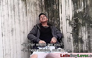 Amateur latin teen discovering his inked stepbros ass
