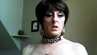 Exclusive Homemade Clip: Sissy Eve gets his hairy ass stuffed with toy & takes a cumshot on webcam