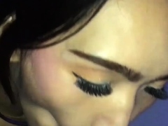 Horny ladyboy sucking clients hard cock