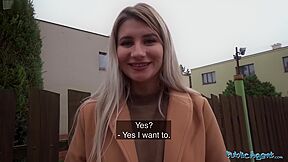 Blonde Marsianna Amoon Flashes Her Small Tits In Public And Takes Money For The Sex