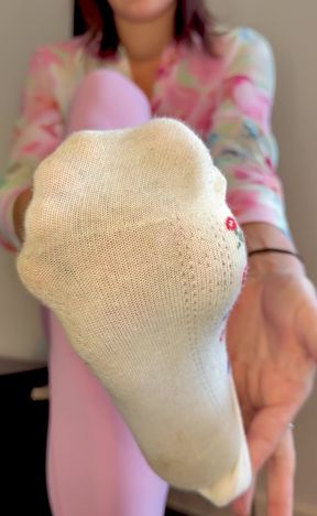 Close-up of foot with sock