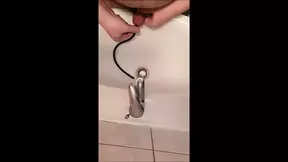 Pulling 1m Cord out of Penis, Peehole, Insertion and Pee