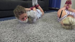 Gorgeous blonde gets tied up by two babes part 3