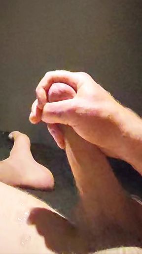 Masturbating nice big cock with multiple sprays of pre cum after edging prior before finishing off with climax