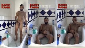arab alpha lost control in the bathtub! accidentally blasted a huge load into mouth!🛁💦