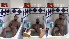 arab alpha lost control in the bathtub! accidentally blasted a huge load into mouth!🛁💦