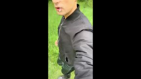 Walking Outdoor with Cum on Face - Cum Walk and Jerk off with Covered Face