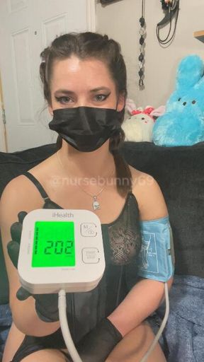 Self Auto BP Cuff Vibrator Orgasm and Breast Play in Black Lingerie