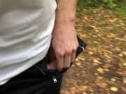 Walking around with my cockring and rockhard, uncut dick | Massive cumshot | Johann Wood