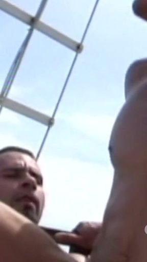Two Sexy Latino Boys Fucking Bareback in the Public Beach for Fun Exhib
