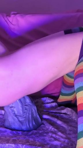 Size queen femboy riding XXL tongue with belly bulge! (FemboyRaine)   Clip 1