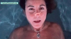 Carissa blows bubbles, talks, and sings underwater while topless!