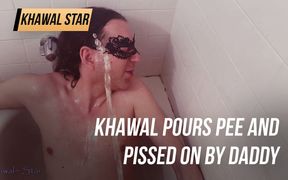 Khawal pours pee and pissed on by Stepdaddy
