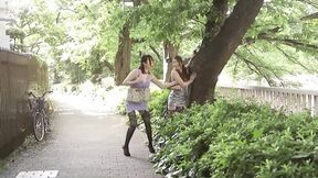Two female perverts deepthroat his hard and smooth manhood