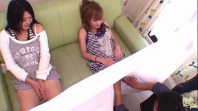 Guy Takes Charge at Reverse Glory Hole Party Enjoying Multiple Pussies