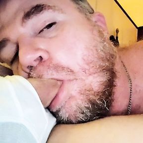 Webcamming hairy redneck dad casually sucks Boys cock thru his tighty whities fly while also enjoying his own pit stink