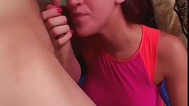 Eve Laurence Blowjob Leads to Facial Cumshot Outdoors